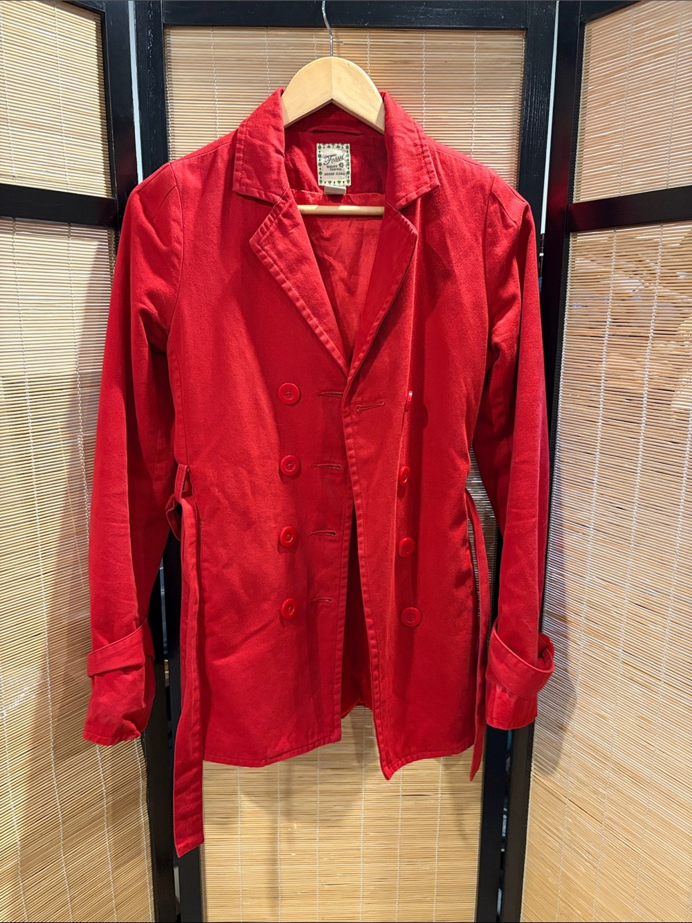 Fossil Red Double-Breasted Women's Blazer Jacket